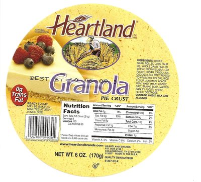 Heartland granola pie crust
