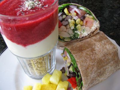 Bean wrap + parfait