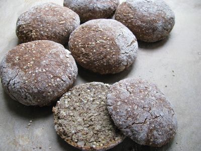 Hearty grain buns baked