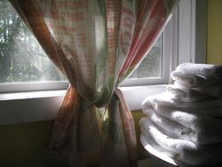 Feedsack curtain