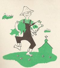 Farm boy holding pigs drawing