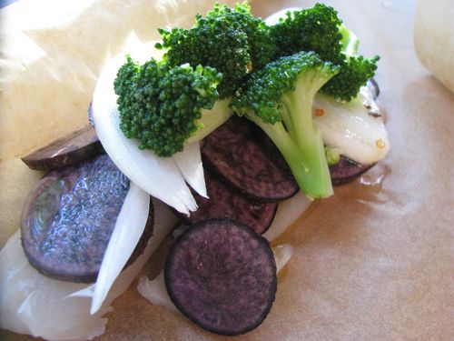 Fish + veggie parcel prebaked