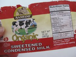 Sweetened condensed milk label