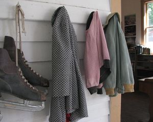 One-room schoolhouse cloak room coats