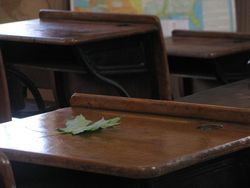 One-room schoolhouse desk