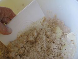 Plastic bowl and dough scraper Plastic bowl and dough scraper