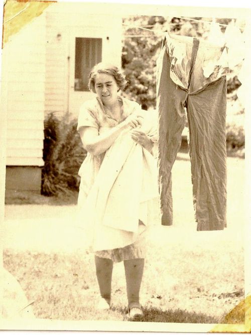 Dick's mom hanging laundry1
