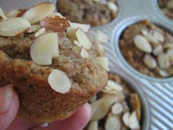 Almond pulp muffins with cherries and chia