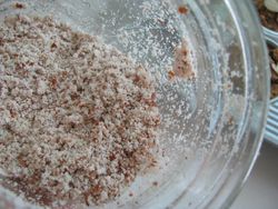 Almond pulp in mason jar
