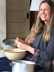 Jessie shelling beans