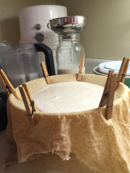 Straining almond milk Straining almond milk