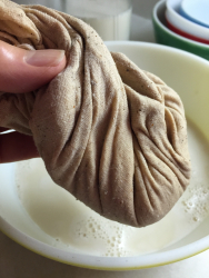 Squeezing almond pulp